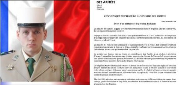 Mali / France: L’Elysée annonce la mort d’un légionnaire